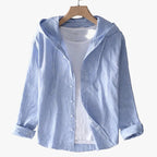 Women's Casual Linen Hooded Shirt with Button-Front