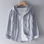 Women's Casual Linen Hooded Shirt with Button-Front