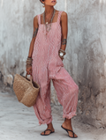 Zaida Striped Square-Neck Sleeveless Jumpsuit – Effortless Chic