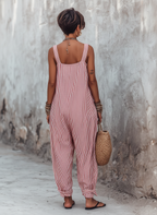 Zaida Striped Square-Neck Sleeveless Jumpsuit – Effortless Chic