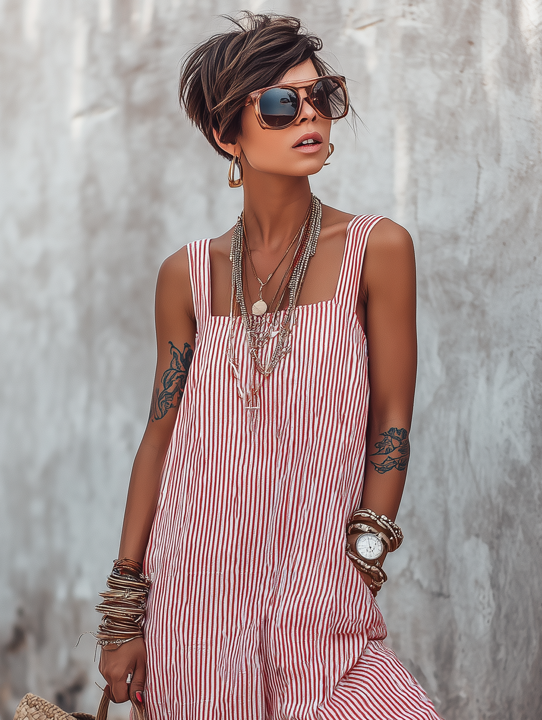 Zaida Striped Square-Neck Sleeveless Jumpsuit – Effortless Chic