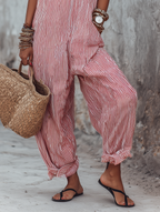 Zaida Striped Square-Neck Sleeveless Jumpsuit – Effortless Chic