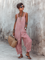 Zaida Striped Square-Neck Sleeveless Jumpsuit – Effortless Chic